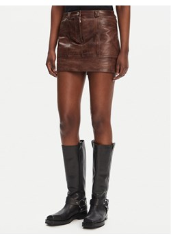 PINKO Spódnica skórzana Geordie 104957 A2I1 Brązowy Slim Fit ze sklepu MODIVO w kategorii Spódnice - zdjęcie 183833154