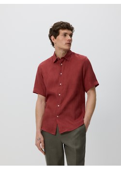 Reserved - Lniana koszula slim fit - bordowy ze sklepu Reserved w kategorii Koszule męskie - zdjęcie 183835092