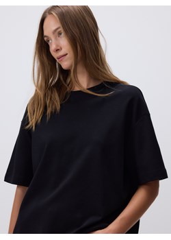 Reserved - T-shirt oversize z merceryzowanej bawełny - czarny ze sklepu Reserved w kategorii Bluzki damskie - zdjęcie 183835563