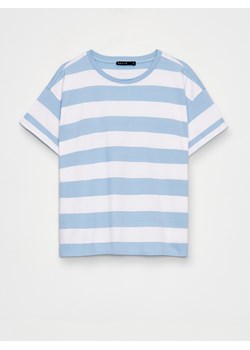 Mohito - Bawełniany t-shirt w paski - biały ze sklepu Mohito w kategorii Bluzki damskie - zdjęcie 183836452