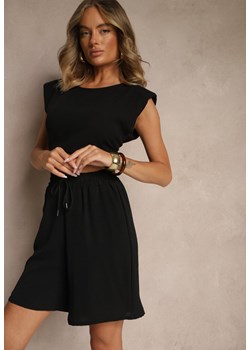 Czarne Szorty z Bawełną High Waist Ozdobione Sznurkiem Talanisse ze sklepu renee.pl w kategorii Szorty - zdjęcie 183836731