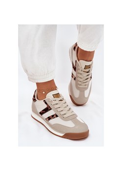 Niskie Sneakersy Damskie Panterka Beżowe beżowy ze sklepu ButyModne.pl w kategorii Buty sportowe damskie - zdjęcie 183840502