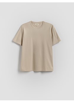 Reserved - T-shirt regular z domieszką modalu - beżowy ze sklepu Reserved w kategorii T-shirty męskie - zdjęcie 183849233
