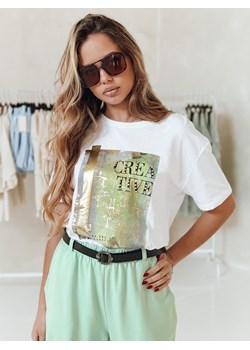 T-shirt damski CREATIVE biały Dstreet RY2609 ze sklepu DSTREET.PL w kategorii Bluzki damskie - zdjęcie 183850784
