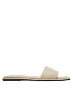 Klapki Calvin Klein Flat Sandal Square Hf Lth HW0HW02652 Beżowy ze sklepu eobuwie.pl w kategorii Klapki damskie - zdjęcie 183851424