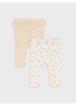 Sinsay - Legginsy z ozdobną falbaną z prążkowanej dzianiny 2 pack - kremowy ze sklepu Sinsay w kategorii Odzież dla niemowląt - zdjęcie 183855030