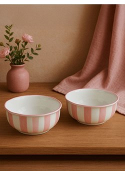 Sinsay - Miska w paski 2 pack - różowy ze sklepu Sinsay w kategorii Miski - zdjęcie 183855181