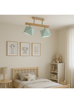 Drewniana lampa sufitowa do pokoju dziecięcego z regulacją ASTIR w kolorze miętowym ze sklepu Lysne w kategorii Lampy wiszące - zdjęcie 183859350