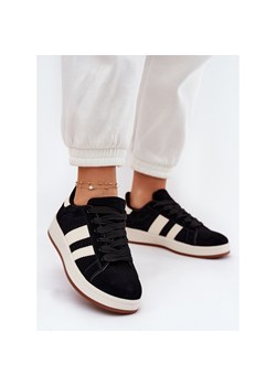 EVento Sneakersy Damskie Z Eko Zamszu Czarne ze sklepu ButyModne.pl w kategorii Buty sportowe damskie - zdjęcie 183860801