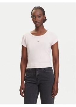 Calvin Klein Jeans T-Shirt LV047C200G Różowy Slim Fit ze sklepu MODIVO w kategorii Bluzki damskie - zdjęcie 183867311