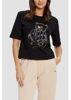 GUESS Czarny t-shirt damski Bear Boxy, Rozmiar XS ze sklepu outfit.pl w kategorii Bluzki damskie - zdjęcie 183872414