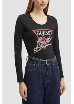GUESS Czarny damski longsleeve Love Tee, Rozmiar XS ze sklepu outfit.pl w kategorii Bluzki damskie - zdjęcie 183872450