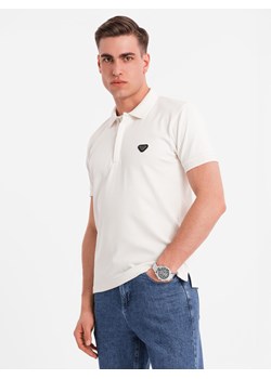 Męska koszulka polo z dekoltem na zamek - biała V1 OM-POSS-0148 ze sklepu ombre w kategorii T-shirty męskie - zdjęcie 183875942
