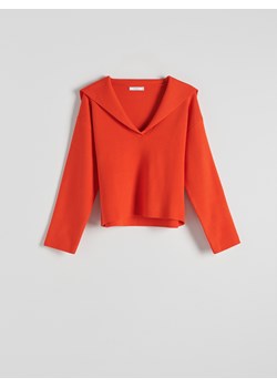 Reserved - Sweter z wiskozą - czerwony ze sklepu Reserved w kategorii Swetry damskie - zdjęcie 183876364