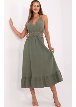 Muślinowa sukienka khaki MI-SK-88573.83, Kolor khaki, Rozmiar uniwersalny, ITALY MODA ze sklepu Primodo w kategorii Sukienki - zdjęcie 183883894