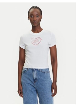 Tommy Jeans T-Shirt Heart DW0DW21390 Biały Slim Fit ze sklepu MODIVO w kategorii Bluzki damskie - zdjęcie 183885432