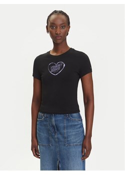 Tommy Jeans T-Shirt Heart DW0DW21390 Czarny Slim Fit ze sklepu MODIVO w kategorii Bluzki damskie - zdjęcie 183885512