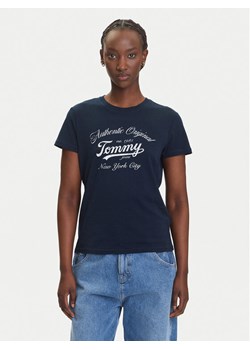 Tommy Jeans T-Shirt Essential DW0DW21404 Granatowy Regular Fit ze sklepu MODIVO w kategorii Bluzki damskie - zdjęcie 183885553