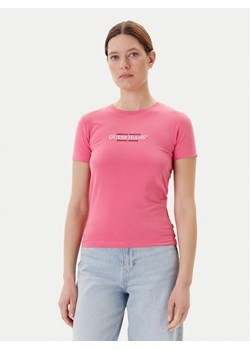Guess Jeans T-Shirt W4YI03 J1314 Różowy Slim Fit ze sklepu MODIVO w kategorii Bluzki damskie - zdjęcie 183885562