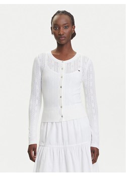 Tommy Jeans Kardigan Pointelle DW0DW20966 Biały Regular Fit ze sklepu MODIVO w kategorii Swetry damskie - zdjęcie 183885591