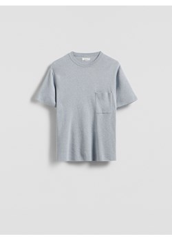 Reserved - Bawełniany sweter z krótkim rękawem - jasnoniebieski ze sklepu Reserved w kategorii T-shirty męskie - zdjęcie 183887170