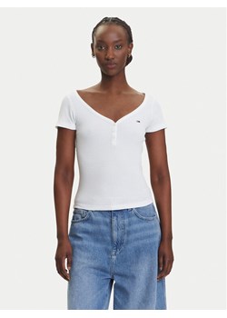 Tommy Jeans T-Shirt Henley DW0DW20902 Biały Slim Fit ze sklepu MODIVO w kategorii Bluzki damskie - zdjęcie 183888083