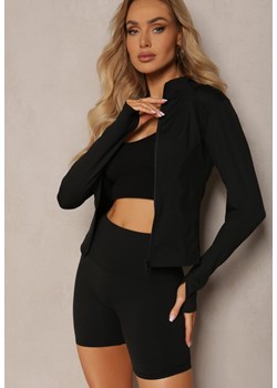 Czarna Dopasowana Bluza w Sportowym Stylu na Suwak Veralia ze sklepu renee.pl w kategorii Bluzy damskie - zdjęcie 183889490