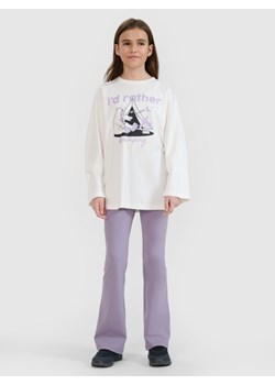 Dziewczęce legginsy dzianinowe 4F 4FJRSS25TTIGF271 - fioletowe ze sklepu Sportstylestory.com w kategorii Spodnie dziewczęce - zdjęcie 183889721