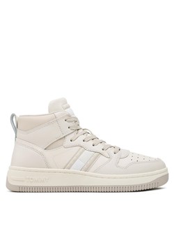 Sneakersy Tommy Jeans Tjw Retro Basket Mc Leather Mix EN0EN02205 Beżowy ze sklepu eobuwie.pl w kategorii Buty sportowe damskie - zdjęcie 183890773