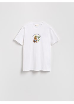 Reserved - T-shirt regular z nadrukiem - biały ze sklepu Reserved w kategorii T-shirty męskie - zdjęcie 183891402