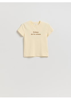 Reserved - T-shirt regular z nadrukiem - kremowy ze sklepu Reserved w kategorii Bluzki damskie - zdjęcie 183891492