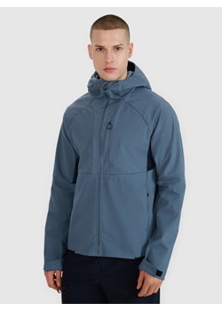 Męski softshell z kapturem 4F 4FWSS25TSOFM313 - niebieski ze sklepu Sportstylestory.com w kategorii Kurtki męskie - zdjęcie 183892720