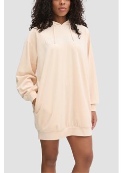 GUESS Beżowa damska długa welurowa bluza Couture, Rozmiar XS ze sklepu outfit.pl w kategorii Bluzy damskie - zdjęcie 183894382