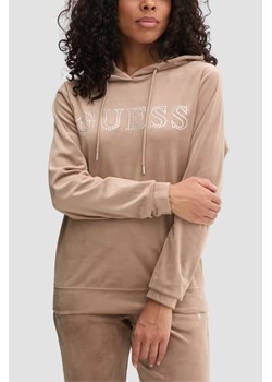 GUESS Brązowa welurowa damska bluza Couture, Rozmiar XS ze sklepu outfit.pl w kategorii Bluzy damskie - zdjęcie 183894390