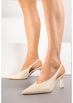 Beżowe Sandały Vices na Szpilce Slingback Ozdobione Nitami  Kolliva ze sklepu renee.pl w kategorii Czółenka - zdjęcie 183897270