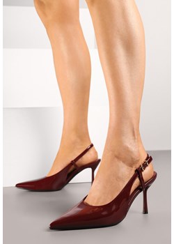 Bordowe Sandały Lakierowane Vices na Szpilce Slingback Raleira ze sklepu renee.pl w kategorii Czółenka - zdjęcie 183897294