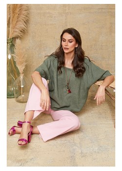 Fleur de Lin Lniana koszulka &quot;Calane&quot; w kolorze khaki ze sklepu Limango Polska w kategorii Bluzki damskie - zdjęcie 183900244