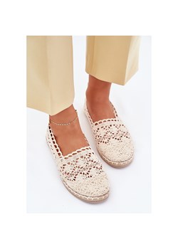 Boto Koronkowe Espadryle Damskie Beżowe Adelira beżowy ze sklepu ButyModne.pl w kategorii Espadryle damskie - zdjęcie 183903732