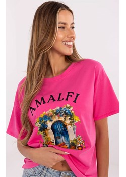 T-shirt damski ciemnoróżowy MI-TS-M3221G.75, Kolor ciemnoróżowy, Rozmiar uniwersalny, ITALY MODA ze sklepu Primodo w kategorii Bluzki damskie - zdjęcie 183905241
