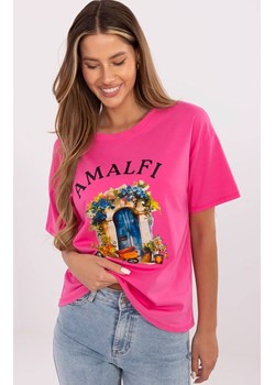 T-shirt damski ciemnoróżowy MI-TS-M3221G.75, Kolor ciemnoróżowy, Rozmiar uniwersalny, ITALY MODA ze sklepu Primodo w kategorii Bluzki damskie - zdjęcie 183905242
