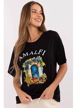 T-shirt damski czarny MI-TS-M3221G.75, Kolor czarny, Rozmiar uniwersalny, ITALY MODA ze sklepu Primodo w kategorii Bluzki damskie - zdjęcie 183905244