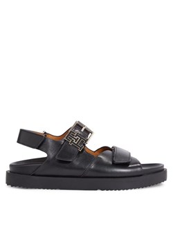 Sandały Tommy Hilfiger Th Hardware Lthr Sporty Sandal FW0FW07736 Czarny ze sklepu eobuwie.pl w kategorii Sandały damskie - zdjęcie 183913451