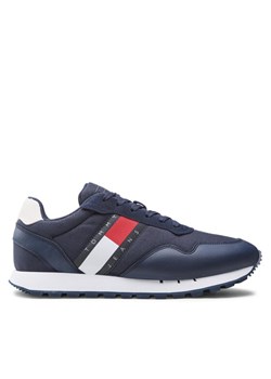 Sneakersy Tommy Jeans Retro Leather Runner EM0EM01081 Granatowy ze sklepu eobuwie.pl w kategorii Buty sportowe męskie - zdjęcie 183913650