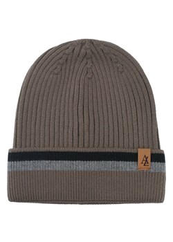 Jesienno-Zimowa Czapka (beanie) – Alties - Beżowa z Paskiem CPAALTSbeanie13bezPASczar ze sklepu JegoSzafa.pl w kategorii Czapki zimowe męskie - zdjęcie 183923570