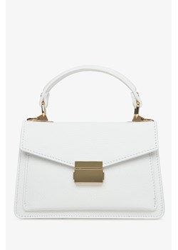 Estro: Mała biała torebka damska typu kuferek z włoskiej skóry naturalnej Premium ze sklepu Estro w kategorii Kuferki - zdjęcie 183923604