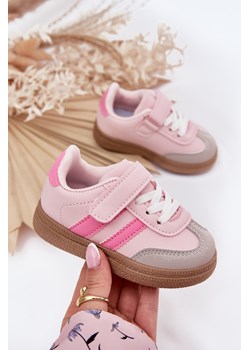Dziecięce Sneakersy Buty Sportowe Eko Skórzane Rzep Różowe Adelina ze sklepu ZAZOO w kategorii Buty sportowe dziecięce - zdjęcie 183923790