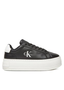 Sneakersy Calvin Klein Jeans Bold Flatf Low Lace Lth YW0YW01878 Czarny ze sklepu eobuwie.pl w kategorii Buty sportowe damskie - zdjęcie 183924360