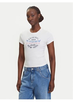 Tommy Jeans T-Shirt DW0DW21421 Écru Slim Fit ze sklepu MODIVO w kategorii Bluzki damskie - zdjęcie 183924971
