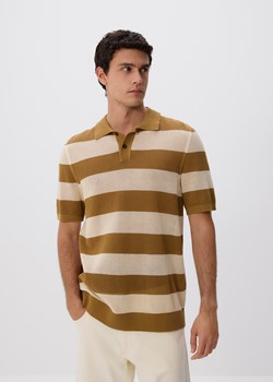 Reserved - Ażurowy sweter polo - beżowy ze sklepu Reserved w kategorii T-shirty męskie - zdjęcie 183930063