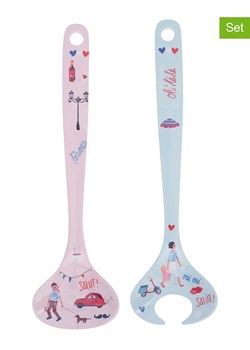 Overbeck and Friends Sztućce &quot;Bonjour&quot; w kolorze jasnoróżowo-błękitnym do sałaty - dł. 26,5 cm ze sklepu Limango Polska w kategorii Akcesoria kuchenne - zdjęcie 183931953